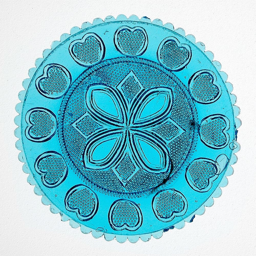Blue Pressed Glass Plate