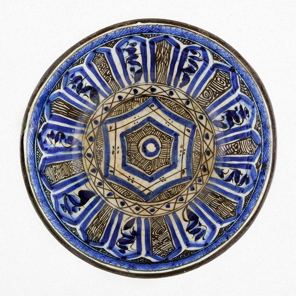Blue and Black Painted Bowl