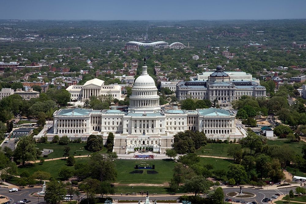 Aerial view, United States Capitol building, Washington, D.C.