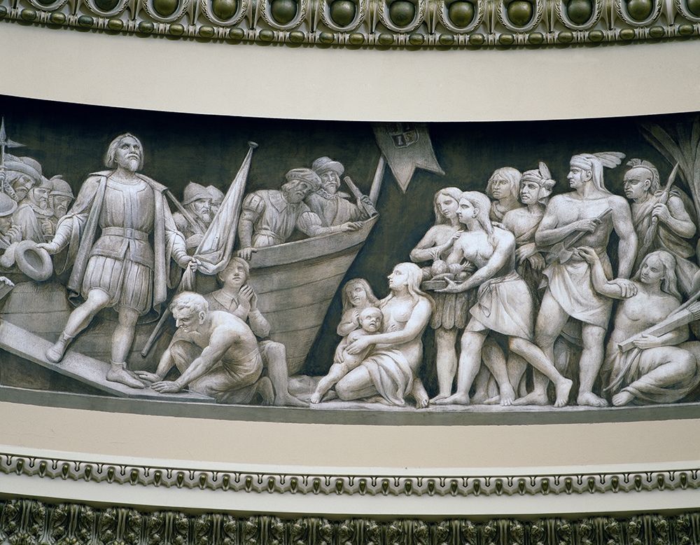 Landing of Columbus frieze in U.S. Capitol dome, Washington, D.C.