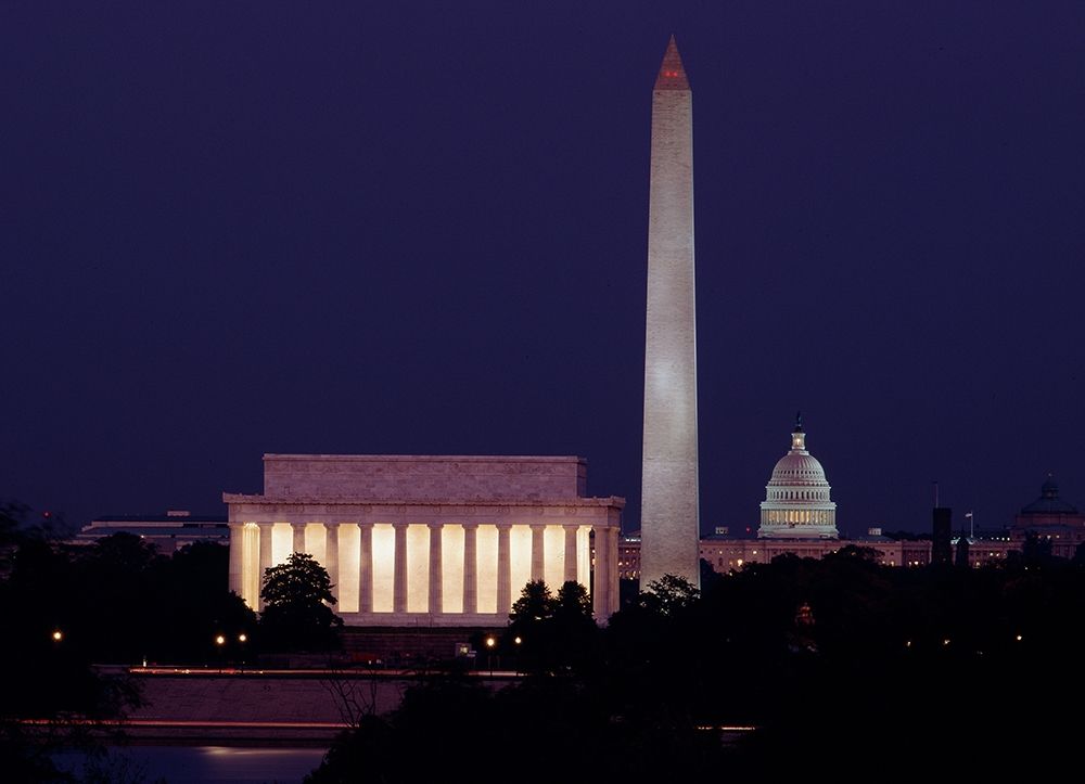Our treasured monuments at night, Washington D.C.