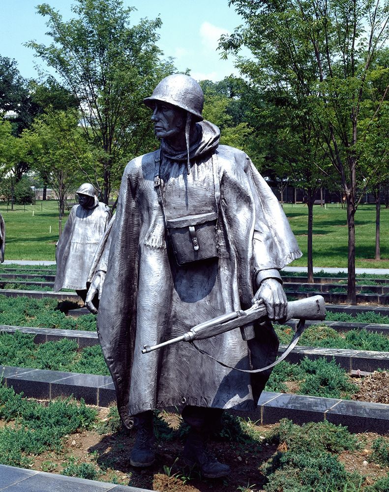 Stainless-steel trooper on patrol at the Korean War Veterans Memorial, Washington, D.C.