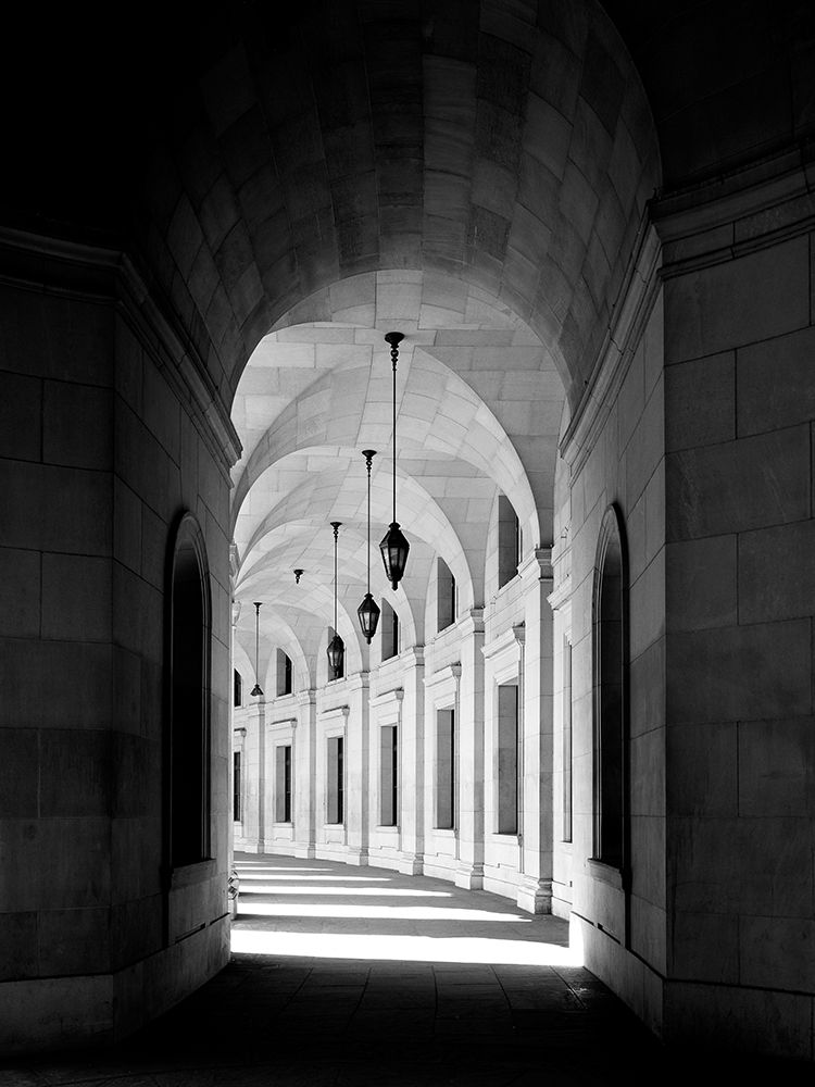 Arched architectural detail in the Federal Triangle located in Washington, D.C. - Black and White Va