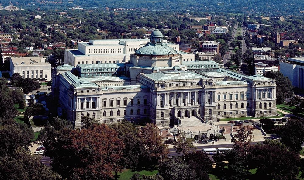 View of the Library of Congress Thomas Jefferson Building from the U.S. Capitol dome, Washington, D.