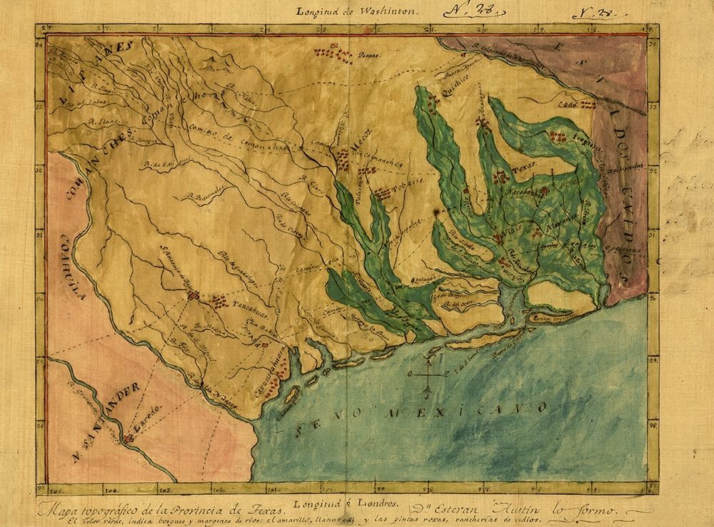 Mapa topografico de la provincia de Texas, ca 1822