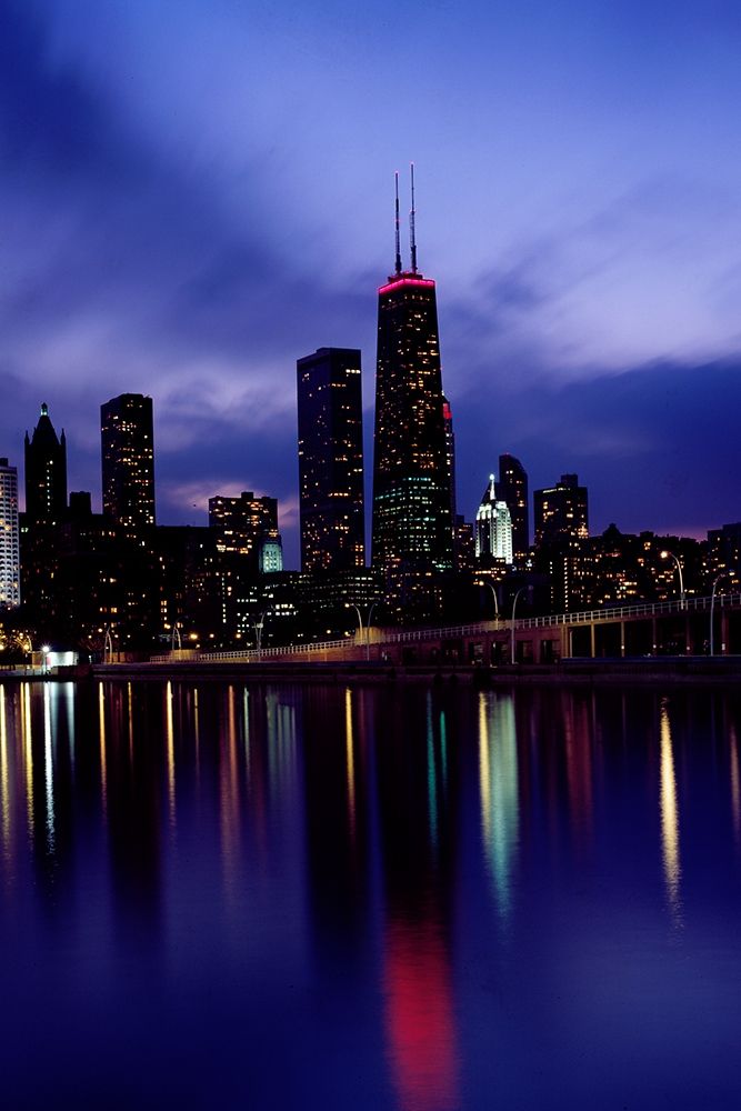 Skyline at dusk Chicago Illinois
