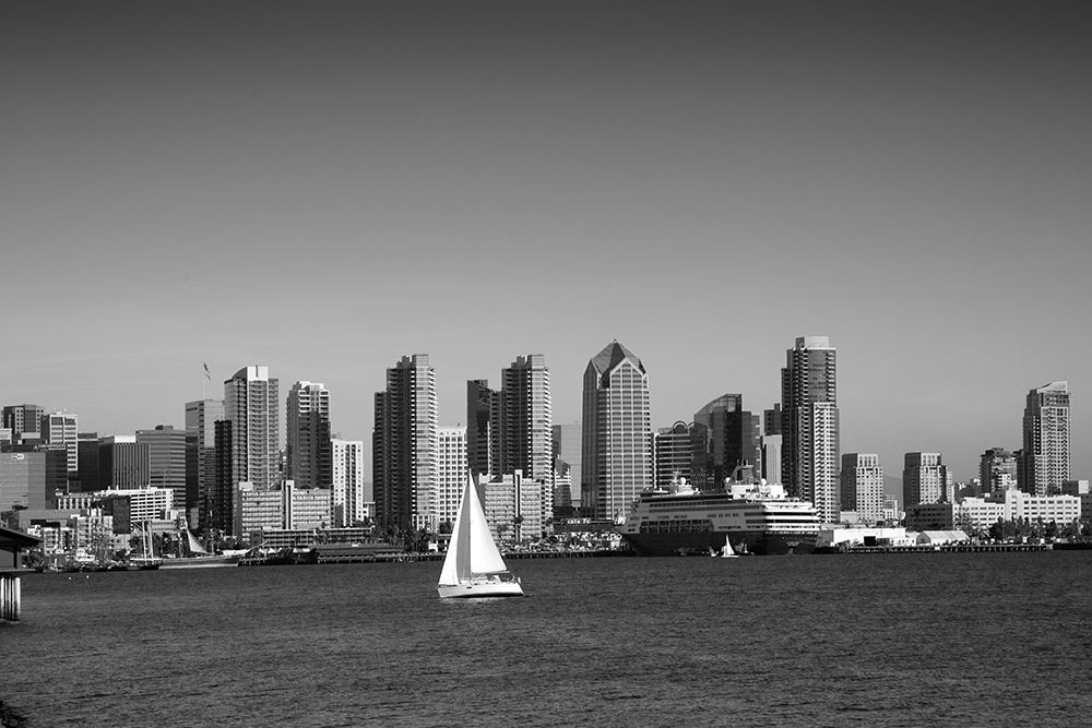 Skyline of San Diego California Black and White