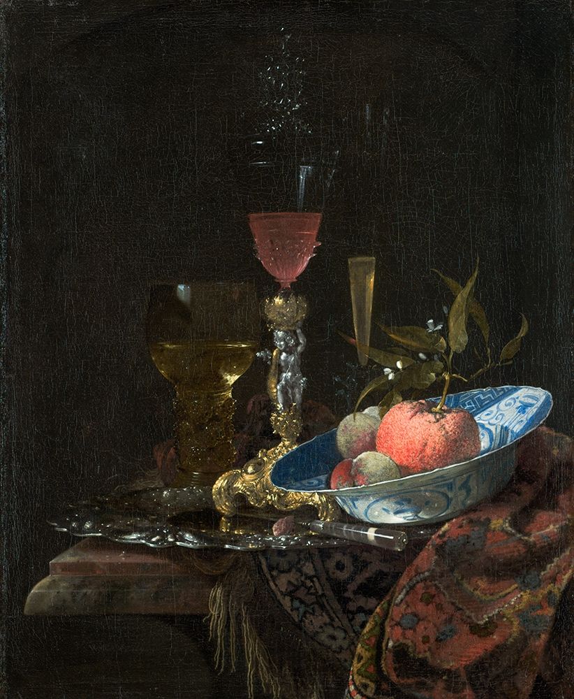 Wineglass and a Bowl of Fruit