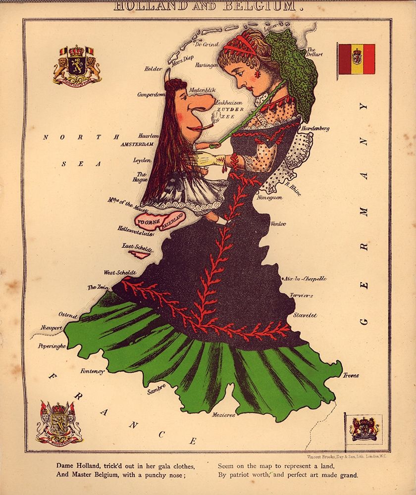 Anthropomorphic Map of Holland and Belgium