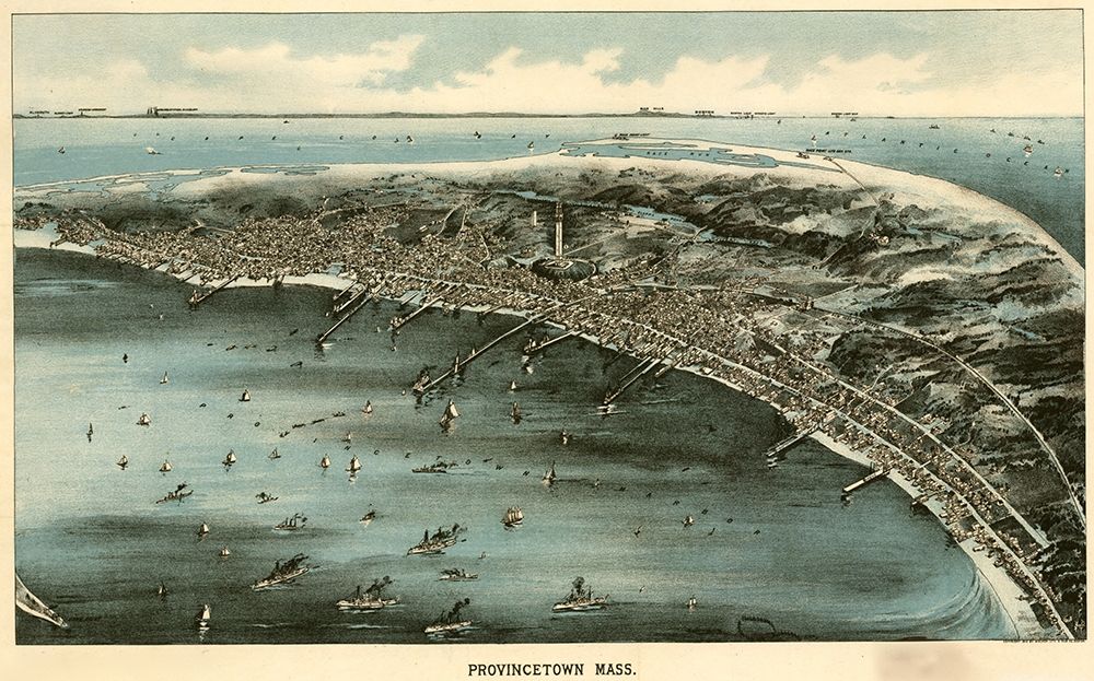 Harbor with ships at Provincetown-Massachusetts 1910