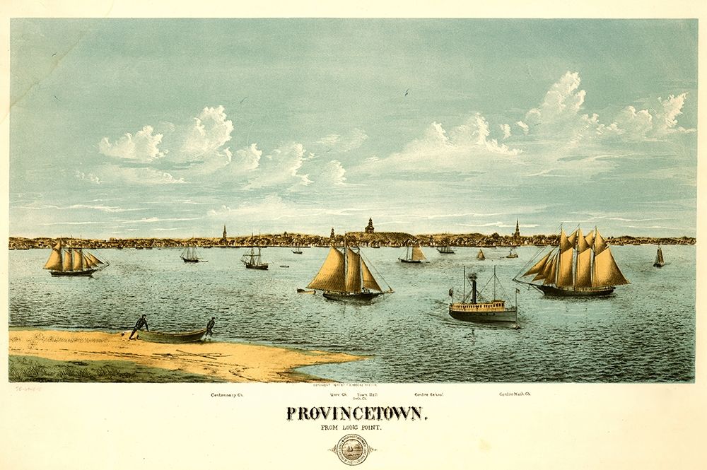 Harbor with ships at Provincetown-Massachusetts 1877