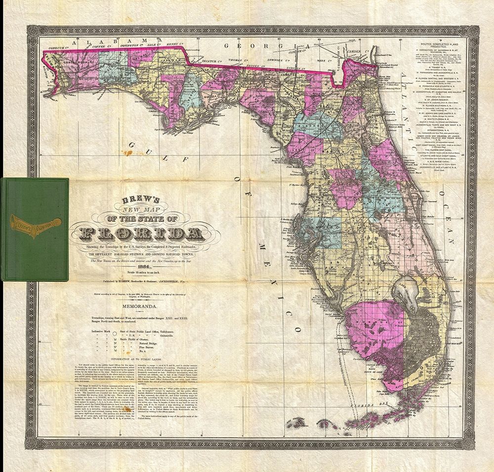 New Map of The State of Florida, 1870
