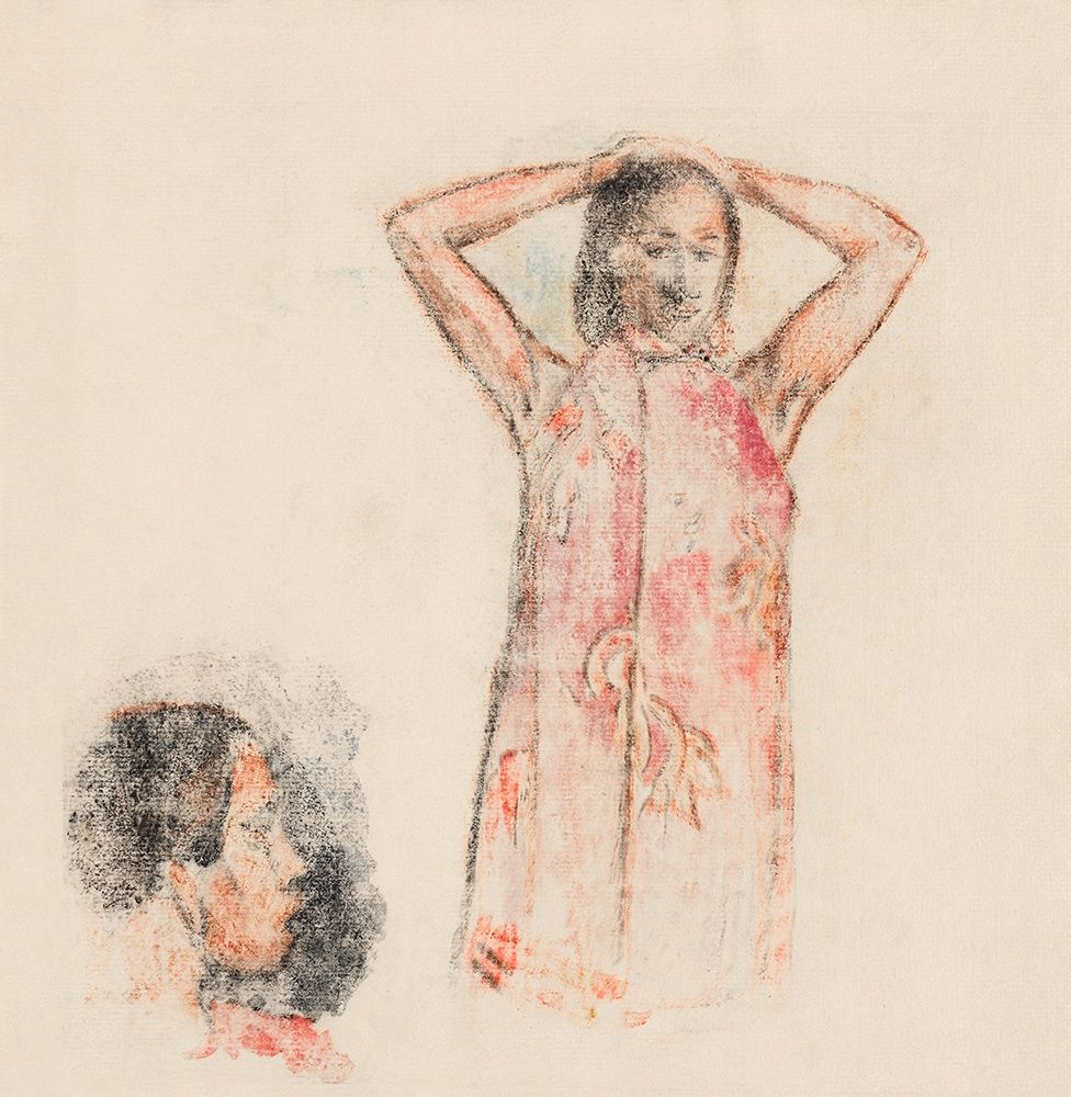 Tahitian Girl in Pink Pareu