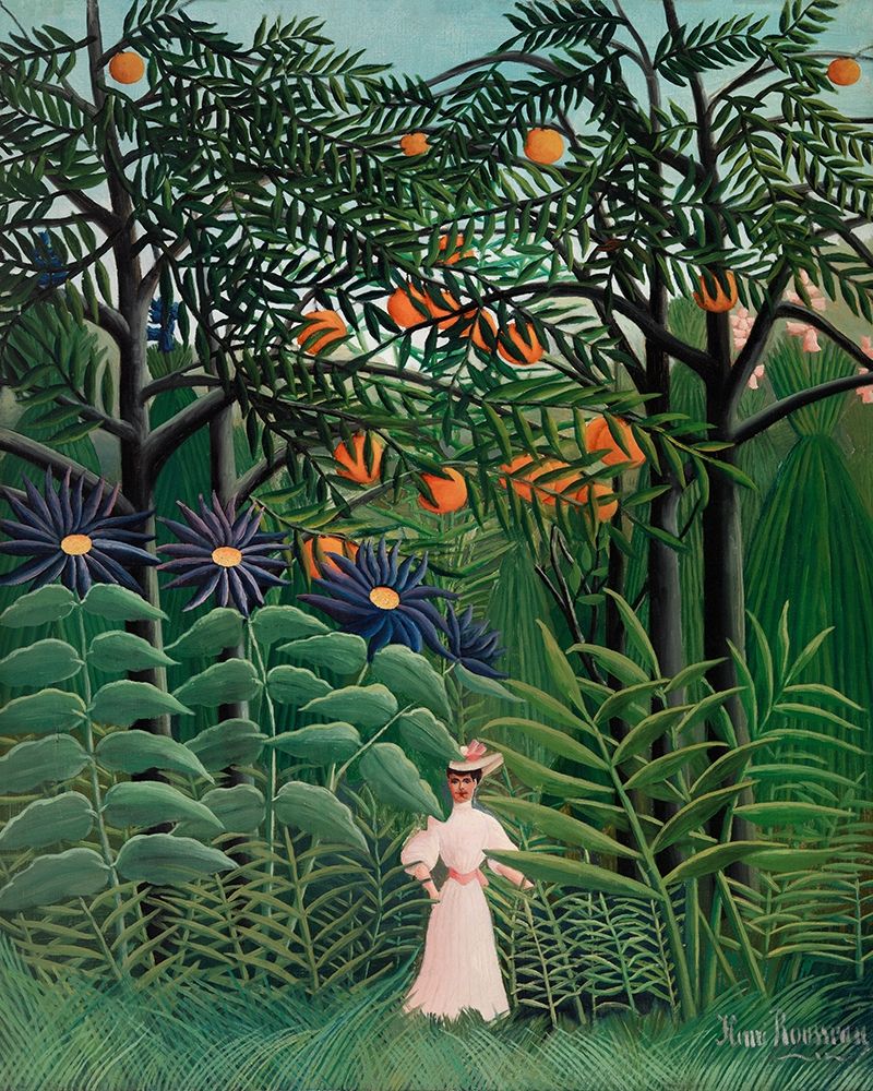 Woman Walking in an Exotic Forest