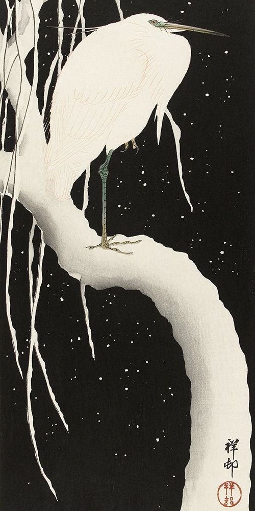Heron in snow