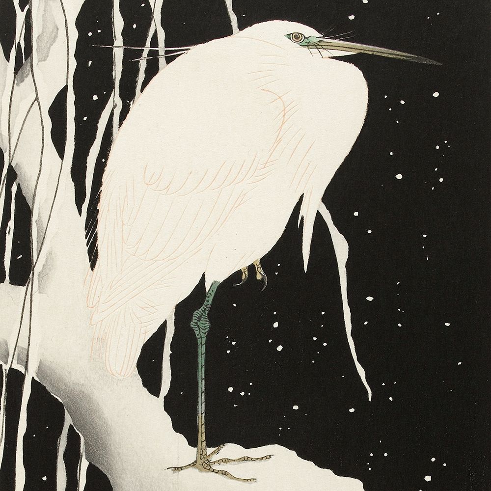 Heron in snow