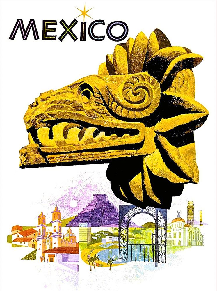 Mexico Quetzalcoatl Travel Poster