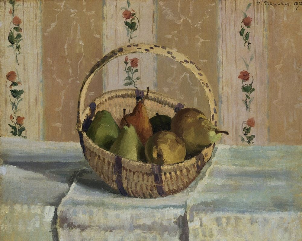 Still Life. Apples and Pears in a Round Basket