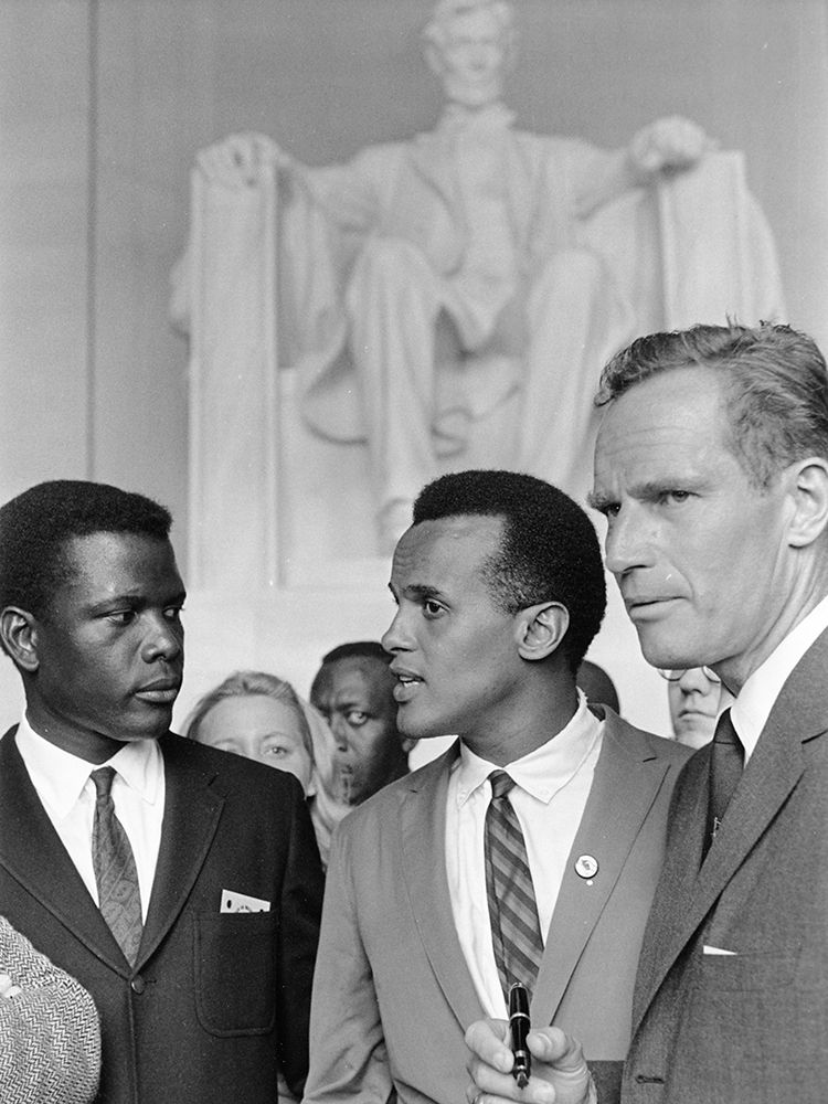 Poitier Belafonte Heston Civil Rights March 1963