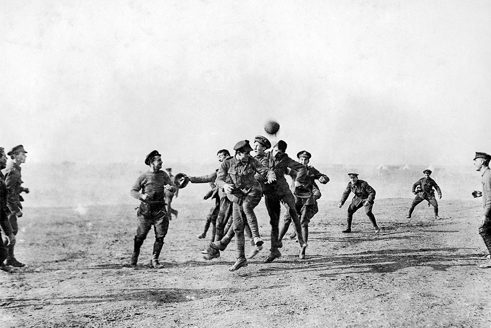 Football in Salonika, Greece on Christmas day 1915