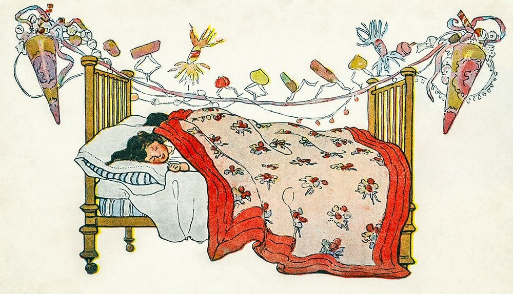 The children were nestled all snug in their beds