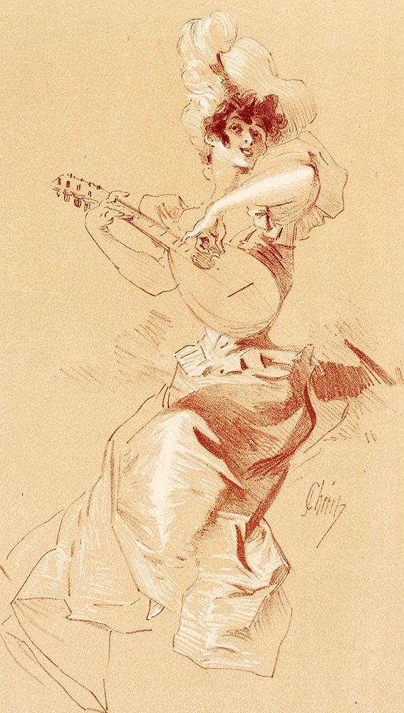 Dessin originel 1895 Lady with Guitar