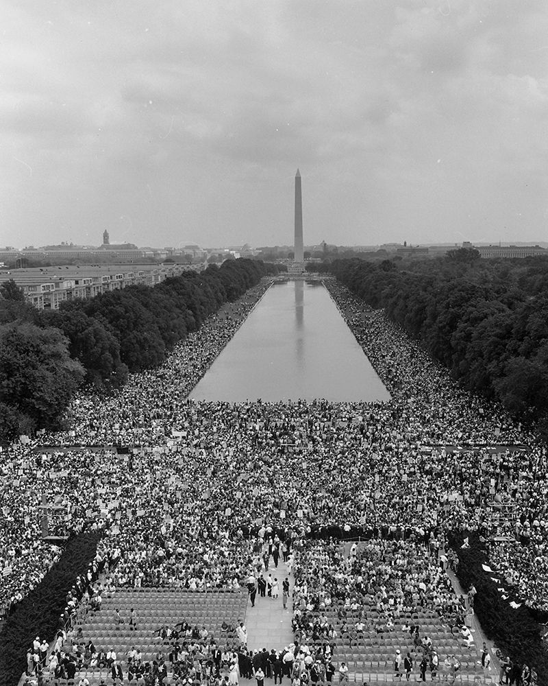 Civil RightsÂ MarchÂ onÂ Washington-D.C. Aerial view of the crowd assembling