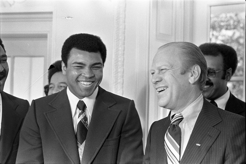 President Gerald R. Ford and Boxer Muhammad Ali in the Oval Office