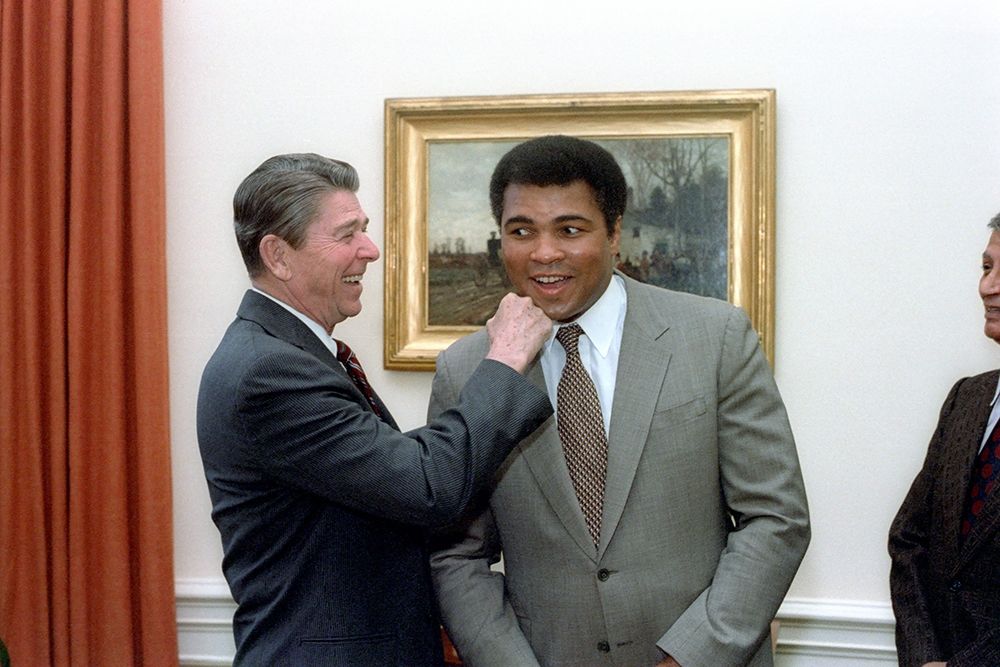 President Ronald Reagan Punching Muhammad Ali in The Oval Office