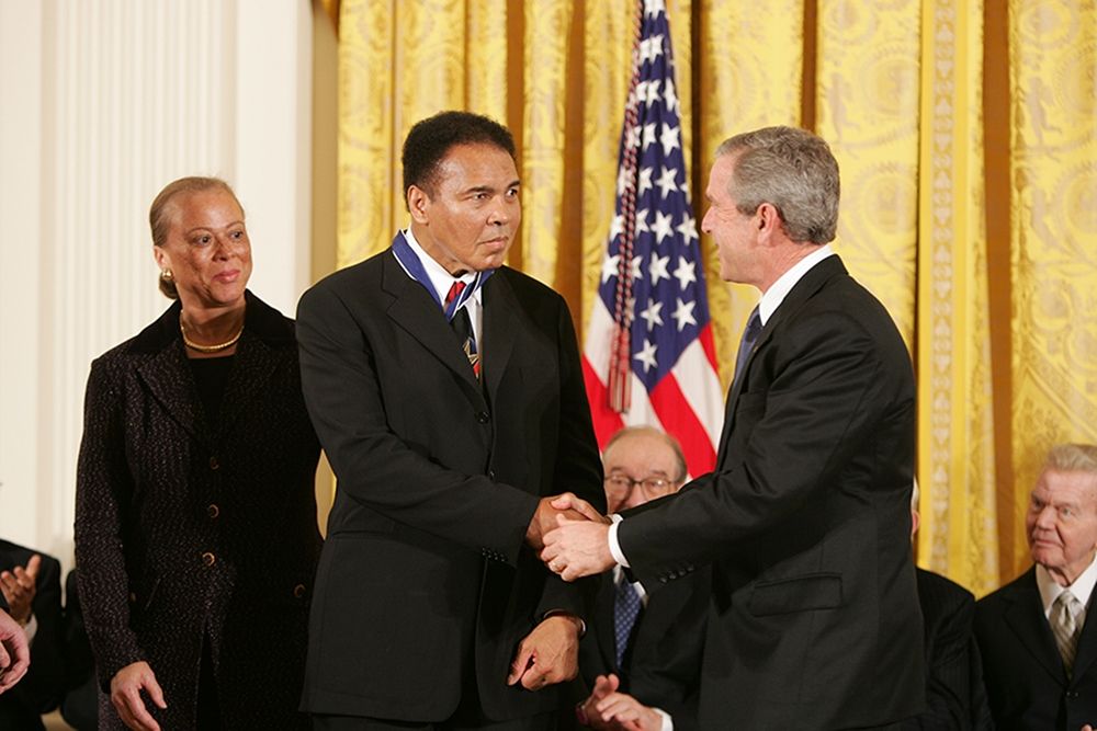President George W. Bush Shakes Hands with Muhammad Ali