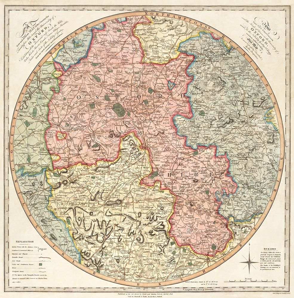 A new and accurate map of the country for twenty five miles round the University of Oxford 1805