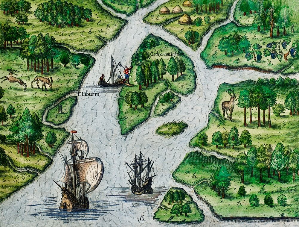 Port Royal-South Carolina illustration from Grand voyages 1596