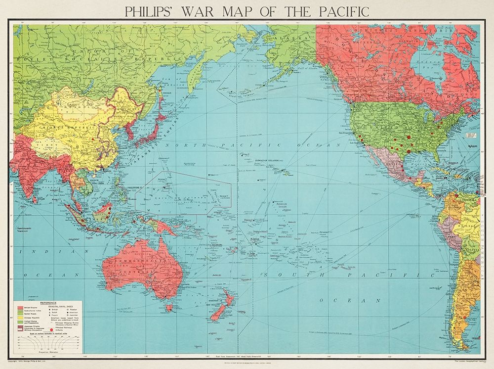 Philips war map of the Pacific 1945