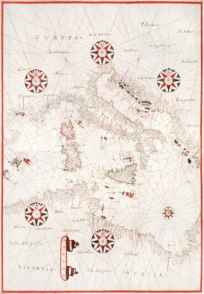 Portolan atlas of the Mediterranean Sea-Central Mediterranean 1590