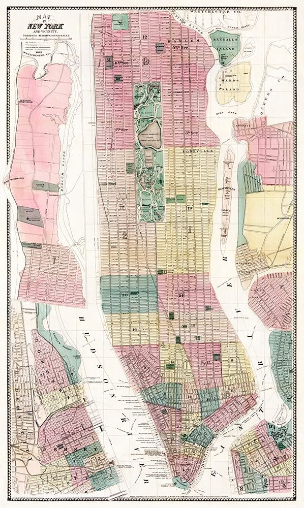 Map of New York and Vicinity 1869