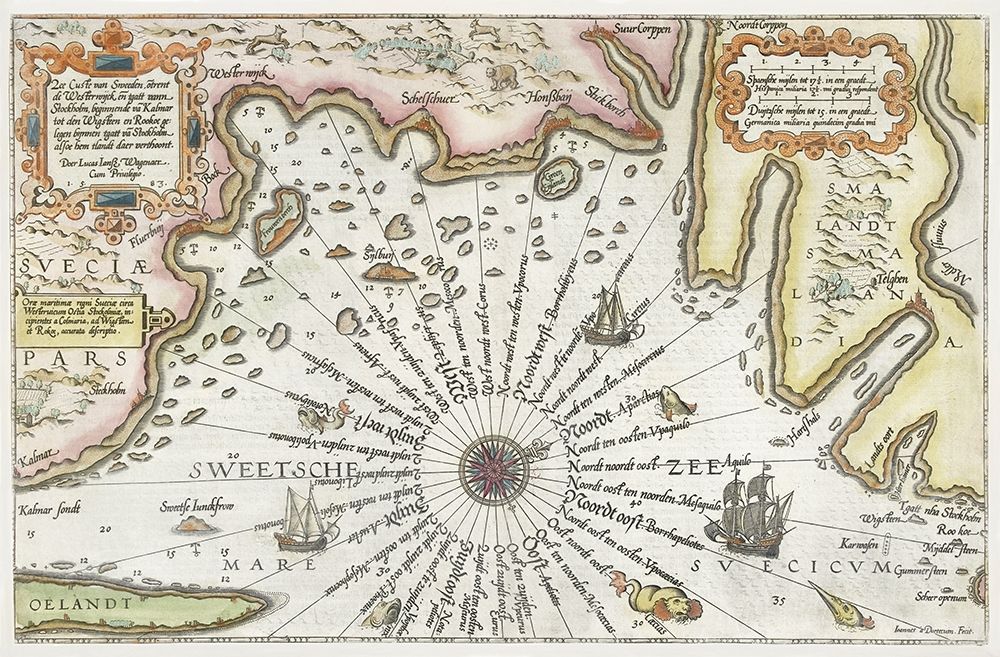 Map of the coast of Sweden between Kalmar and Stockholm 1583