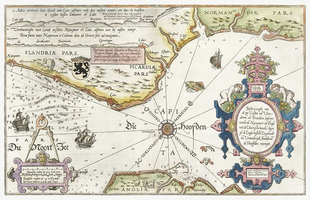 Map of the coasts of Flanders-Normandy and England 1581
