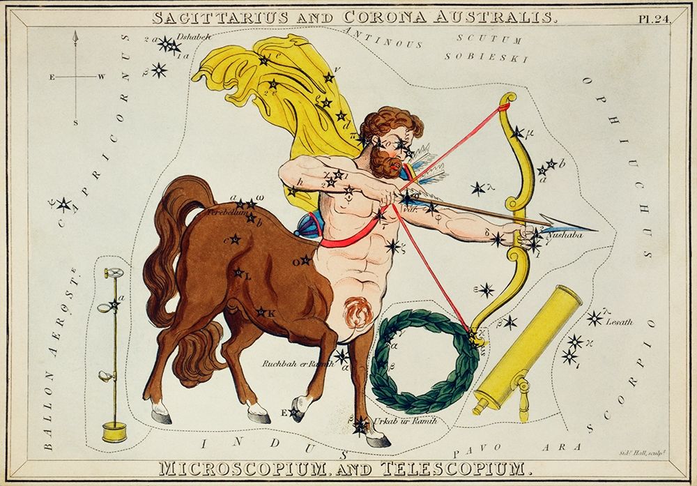 Astronomical chart illustration of Sagittarius and Corona Australis-Microscopium and Telescopium 183