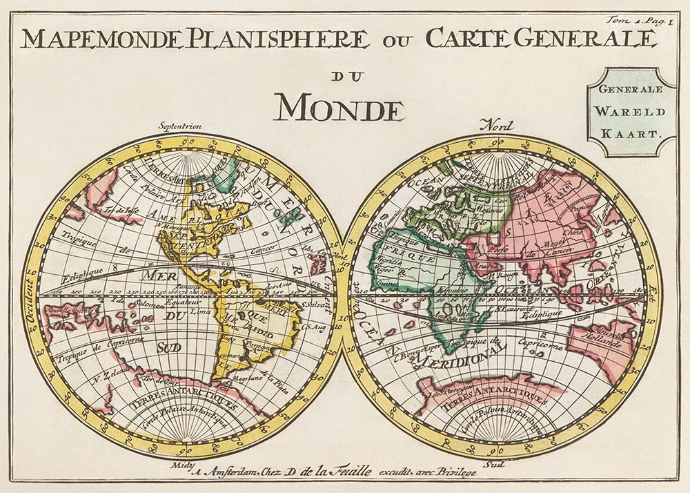 Planisphere or general map of the world 1735