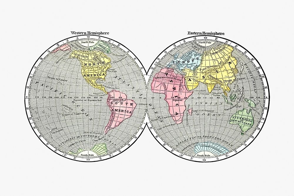 World map from A System of Geography-for the use of Schools 1860