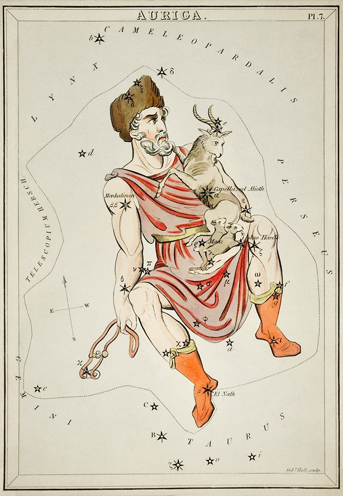Astronomical chart illustration of the Auriga