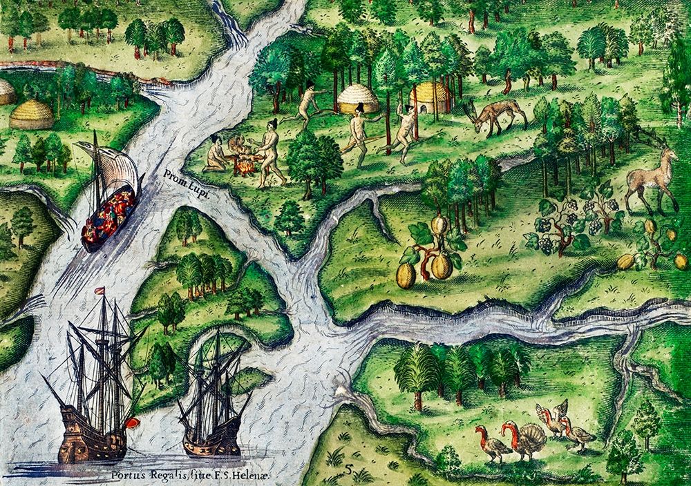 Port Royal-South Carolina illustration from Grand voyages 1596