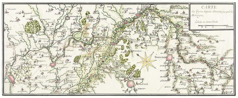 Drawn map of the French lines in Brabant
