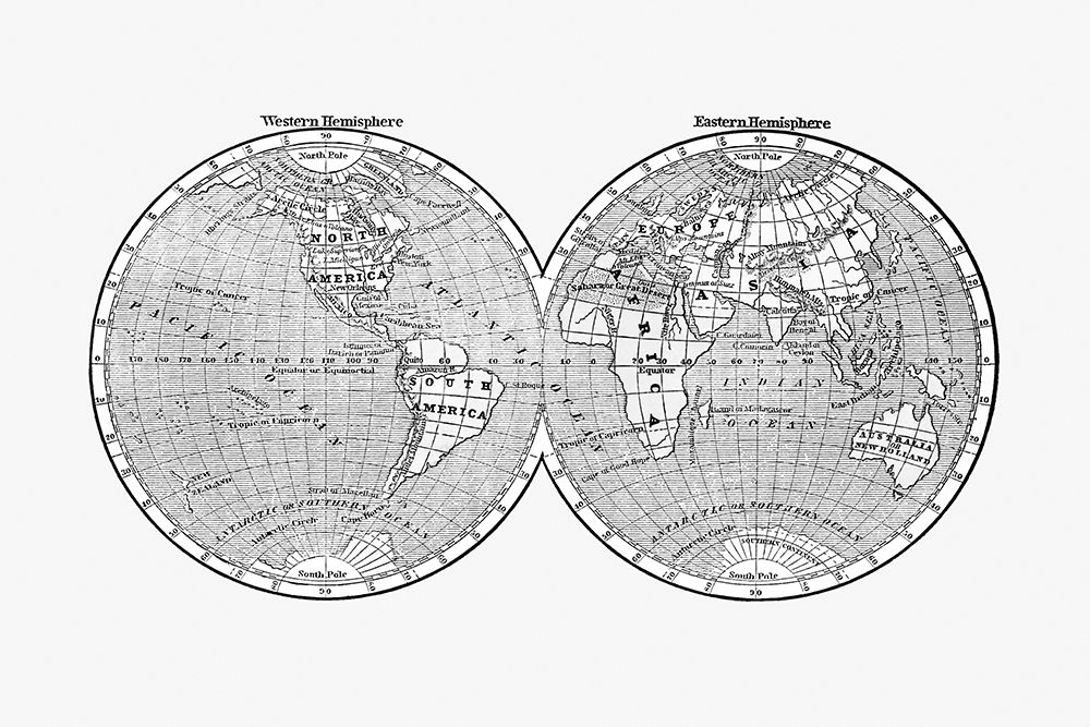 World map from A System of Geography-for the use of Schools 1860