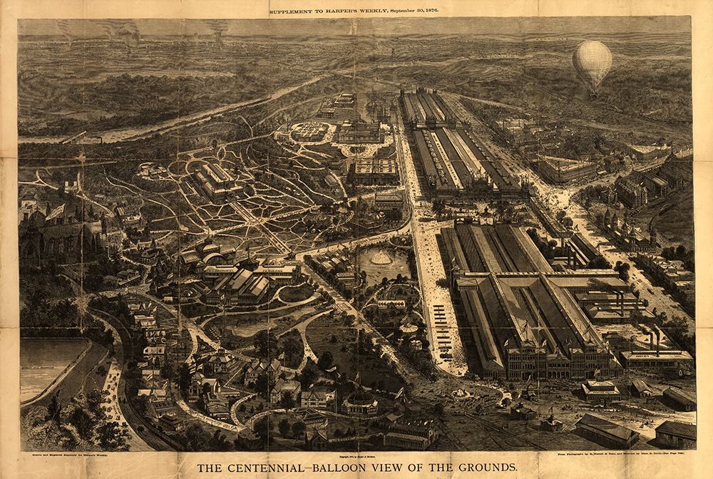 Balloon View of the Centennial Fairgrounds in Philadelphia-Pennsylvania 1876