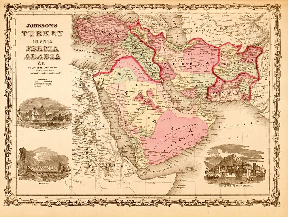 Middle East Turkey Persia and Arabia 1862