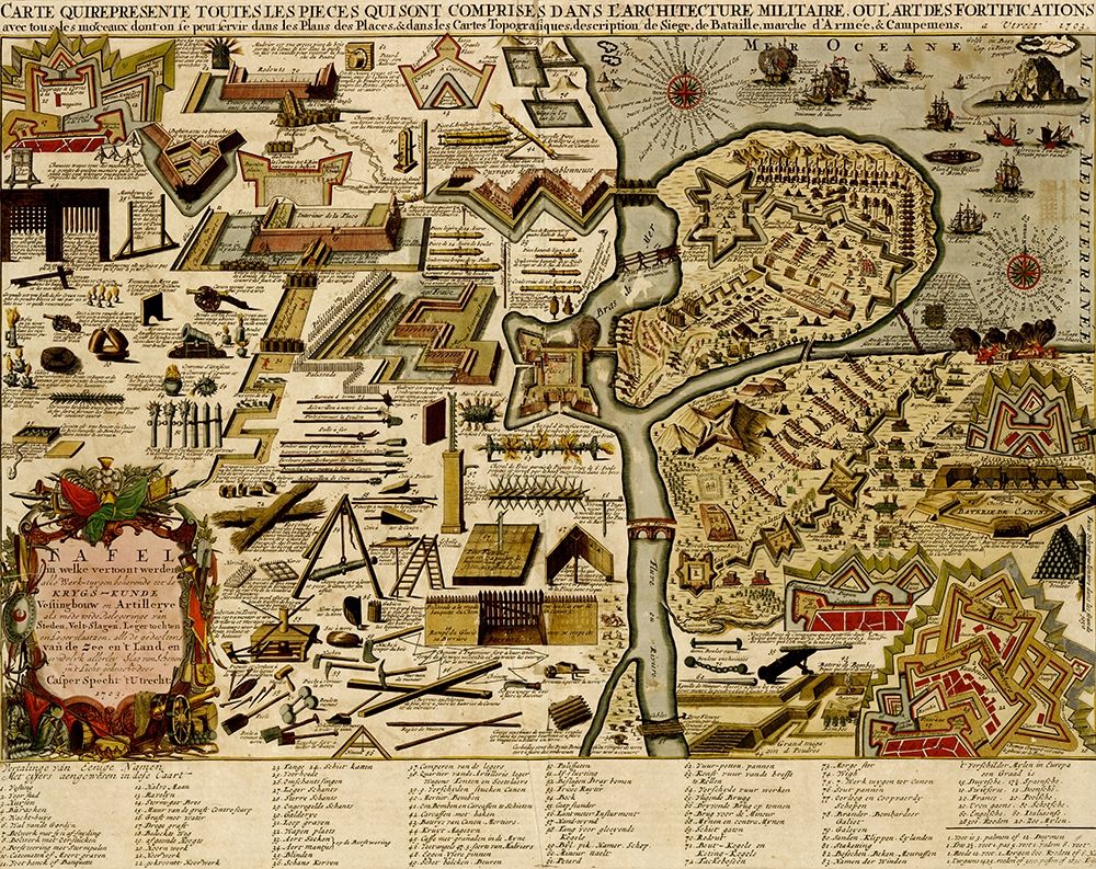 Holland, Chart of Military armaments in Defense of Utrecht  1700