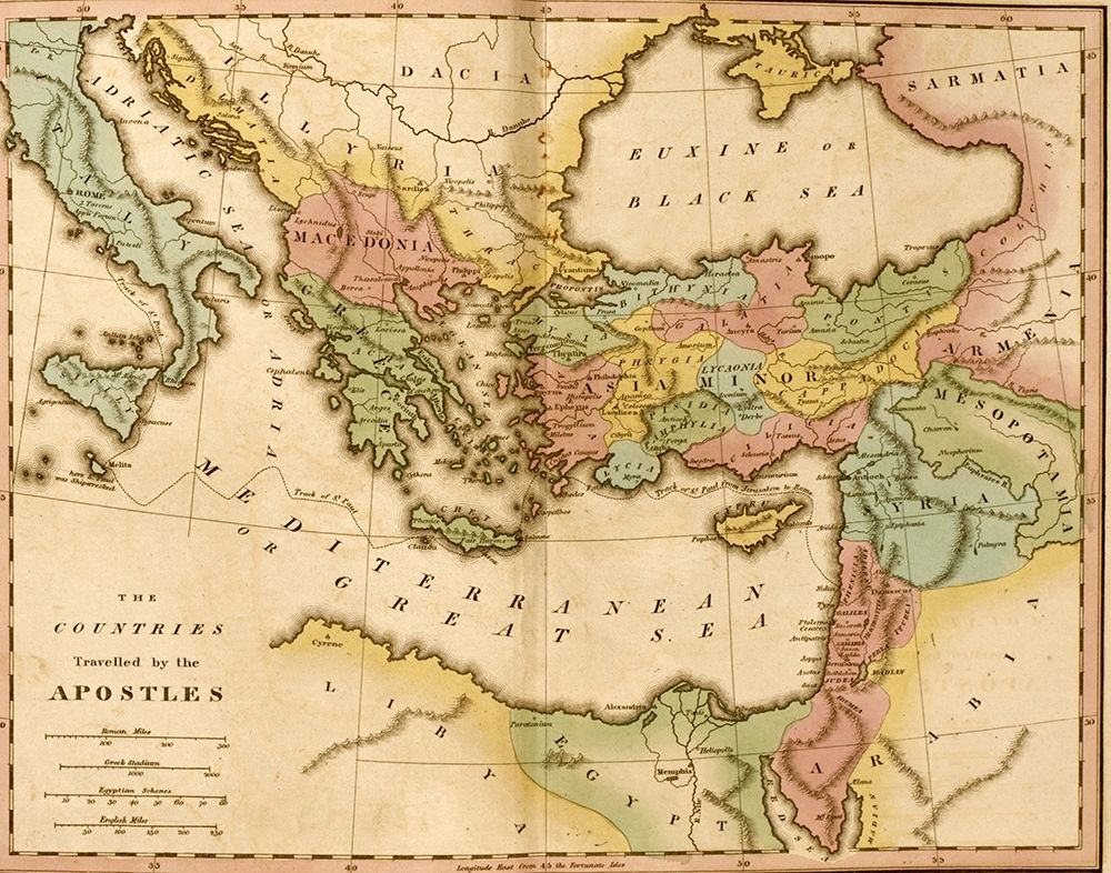 Countries travelled by the Apostles