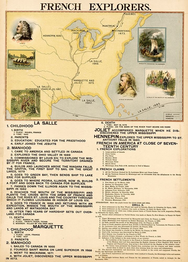 French Explorers La Salle Marquette Joliet and Hennepin