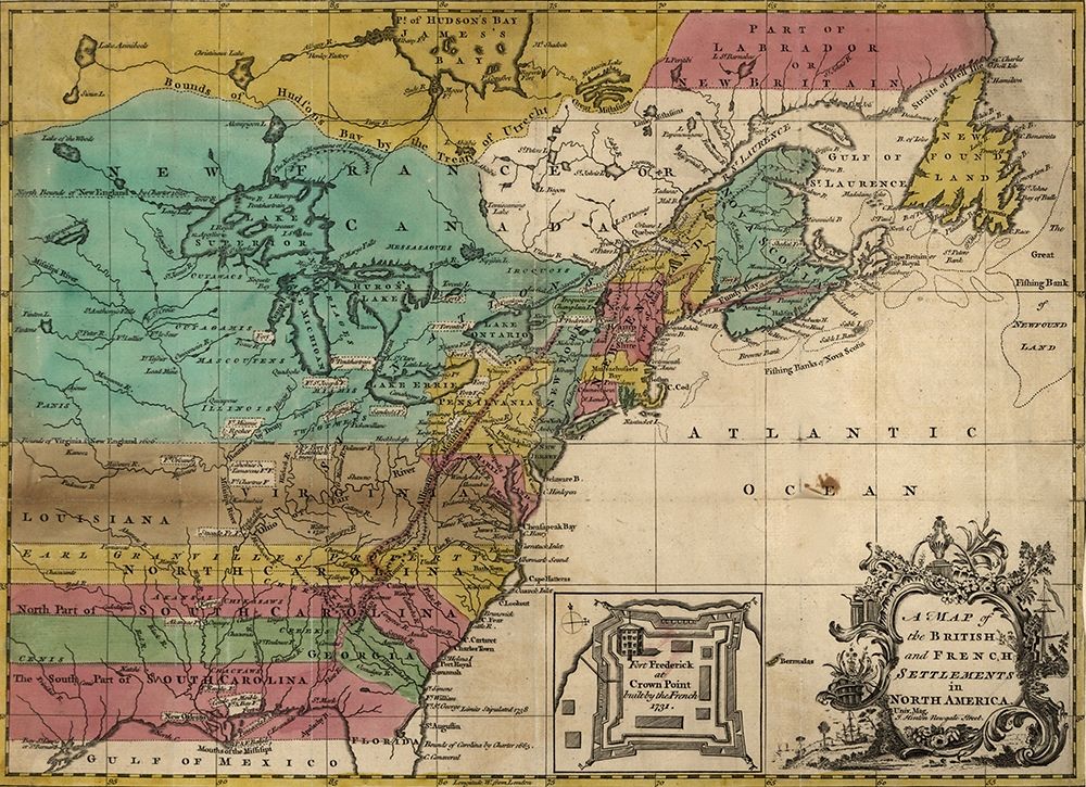 Map of British and French Settlements in America 1755